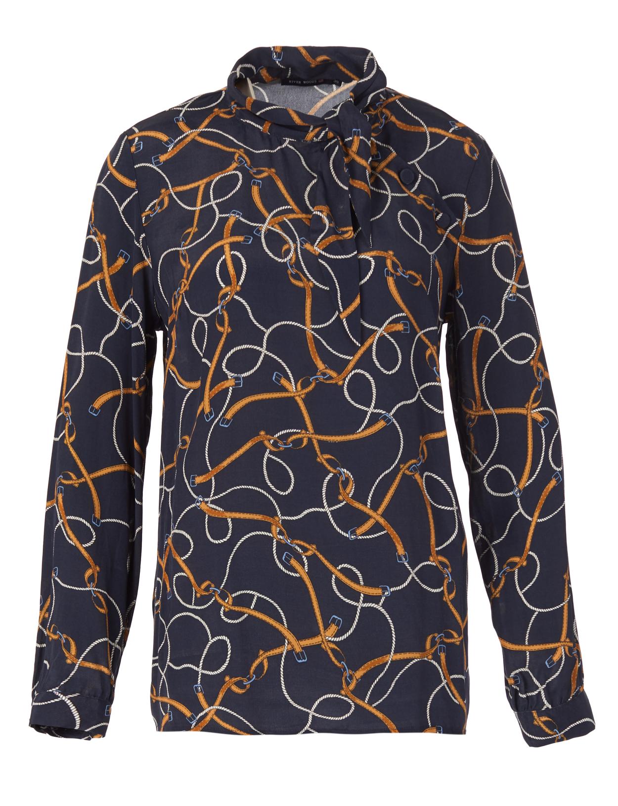 Viscose Scarf Shirt In Blue - Bleu