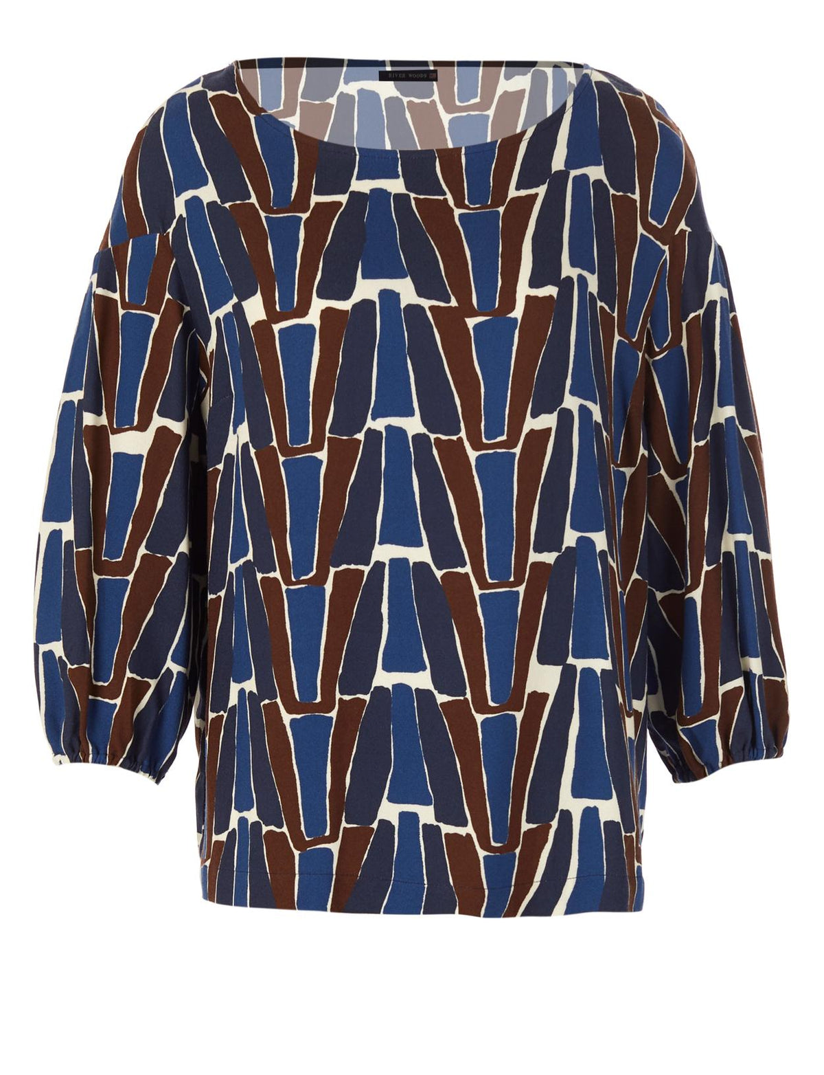 Viscose Balloon Sleeve Shirt In Blue - Bleu