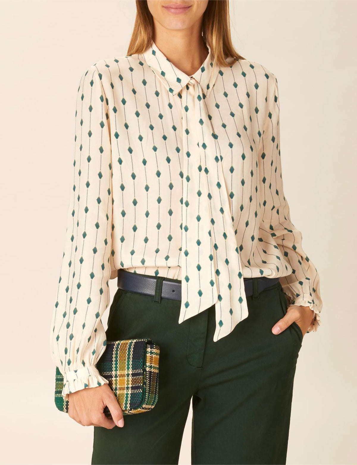 Viscose Tie Shirt In White - Blanc