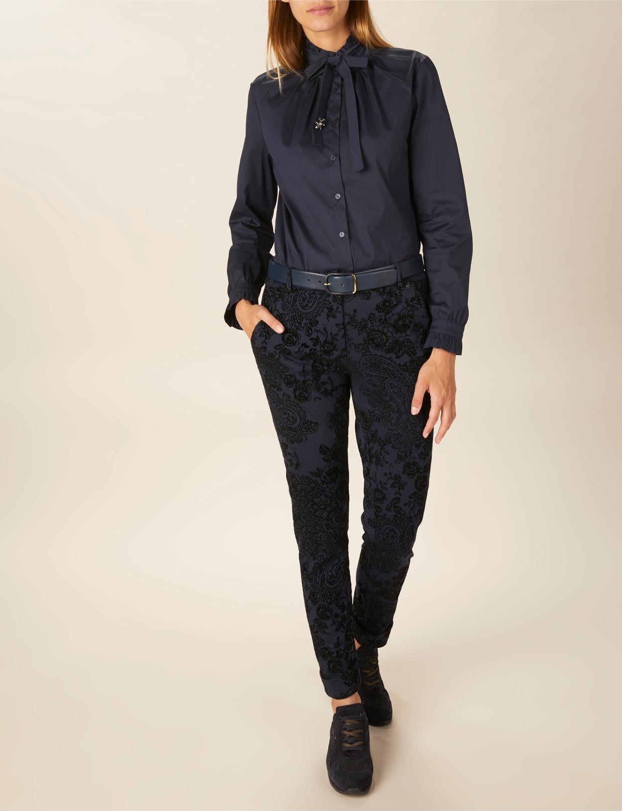 Cotton Bow Tie Shirt In Blue - Bleu