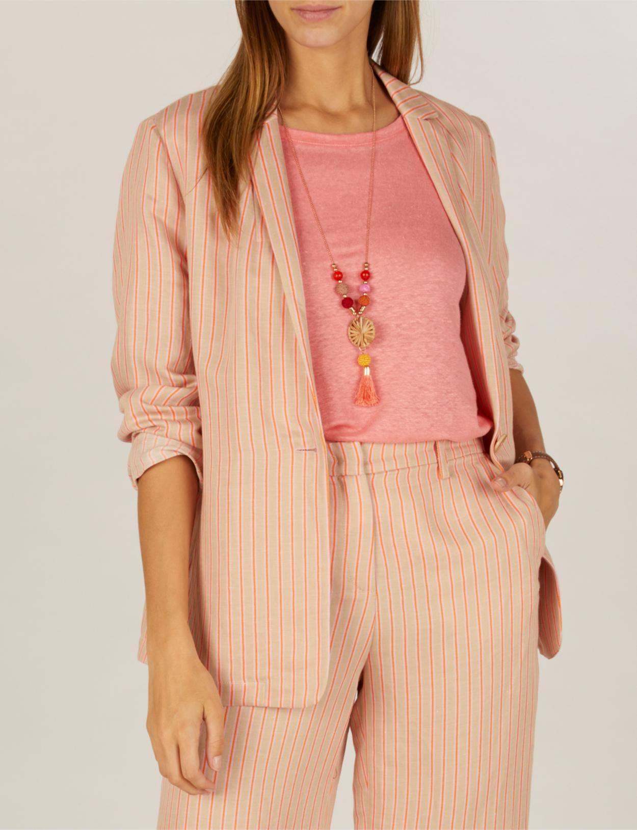 Light Striped Blazer In Brown