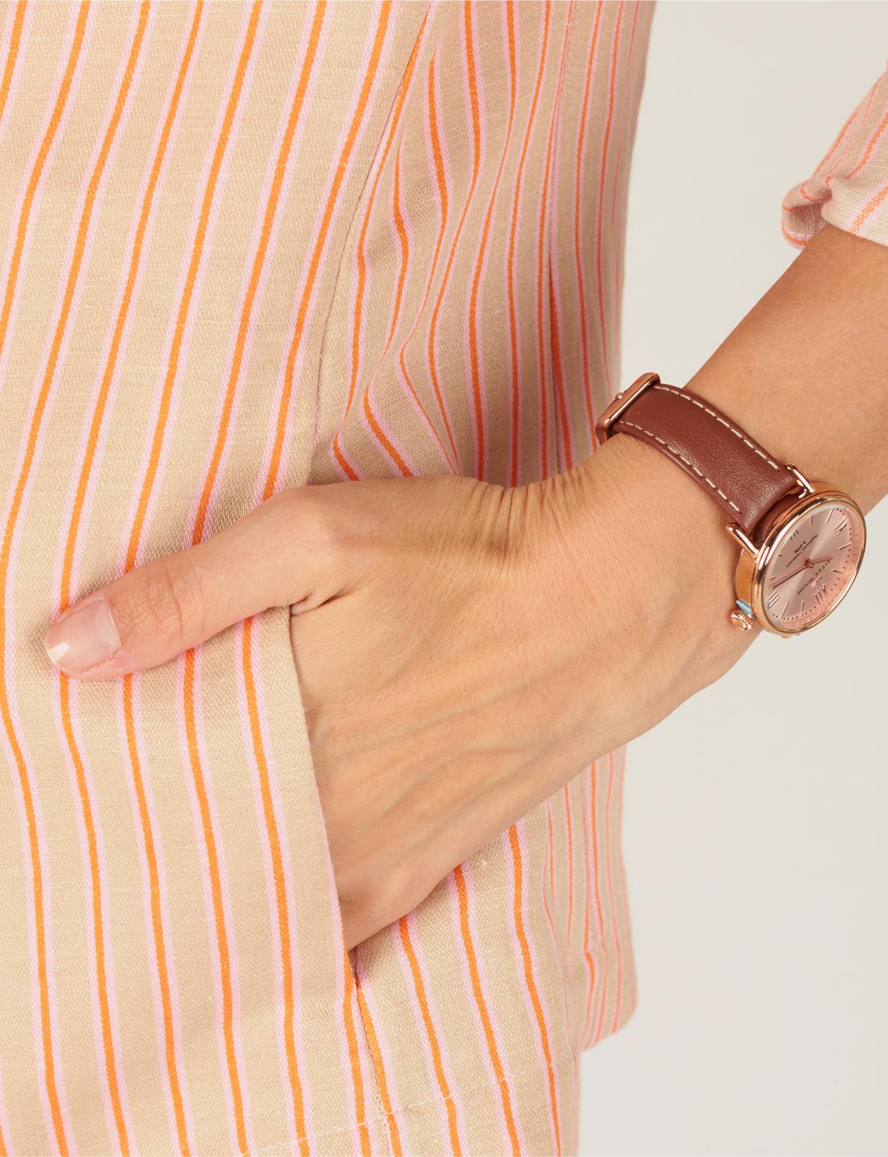 Light Striped Blazer In Brown - Brown