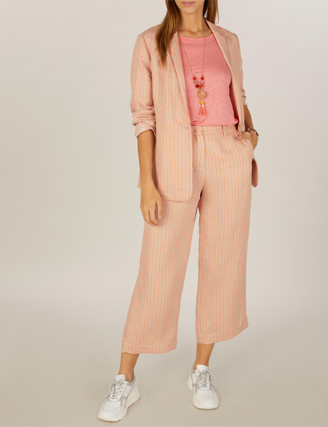 Light Striped Blazer In Brown - W