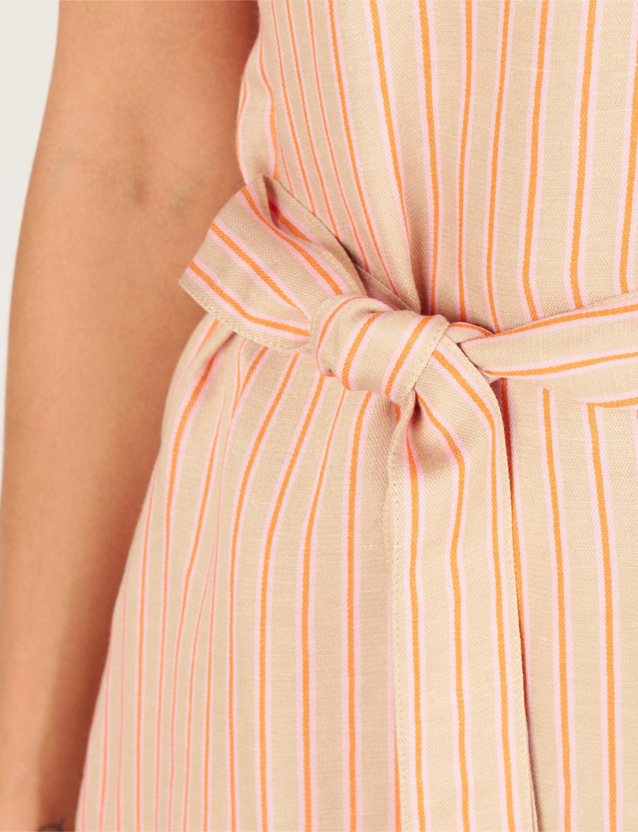 Dress With Shoulder Buttons In Brown - W