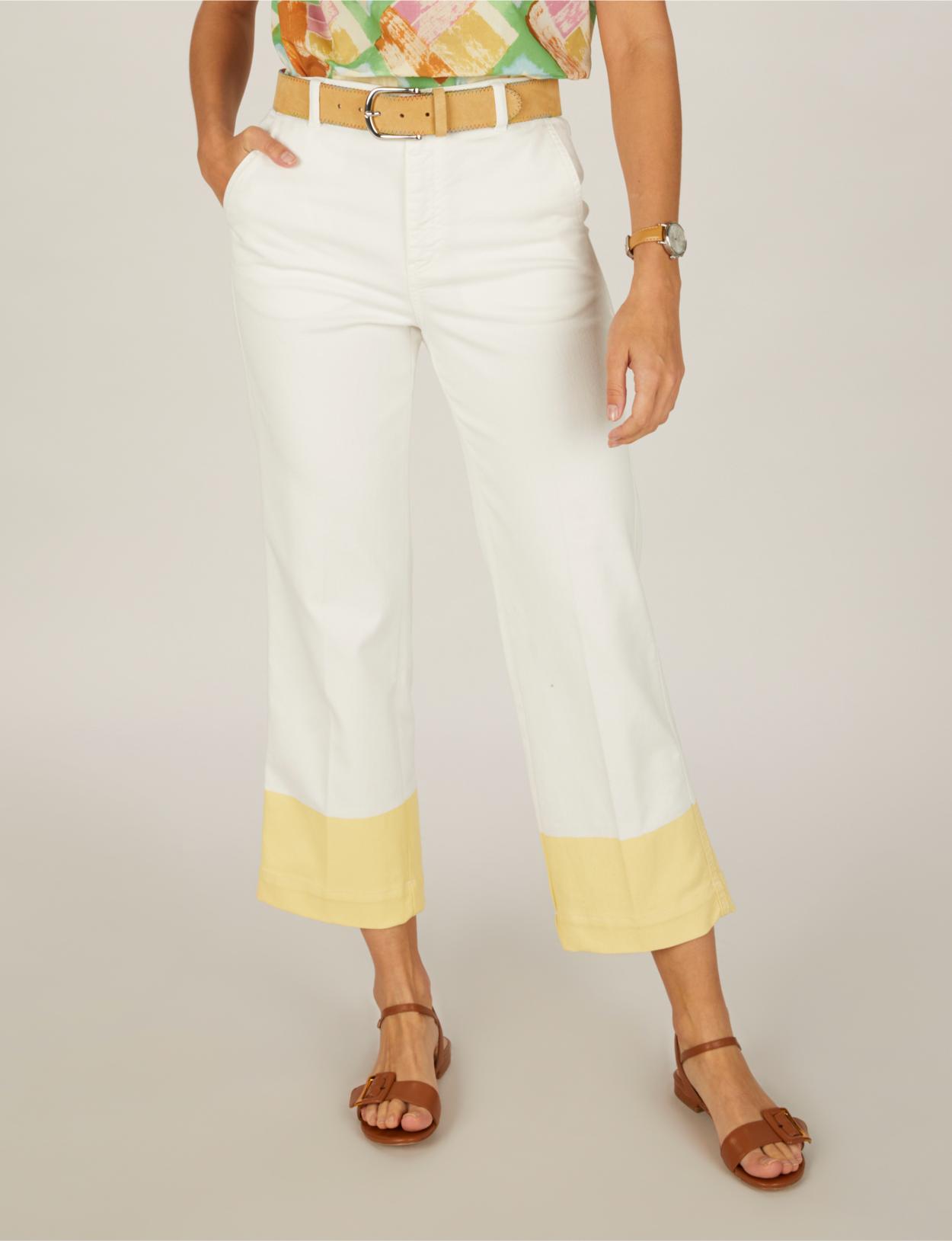 Wide Cotton Pants In White - Blanc