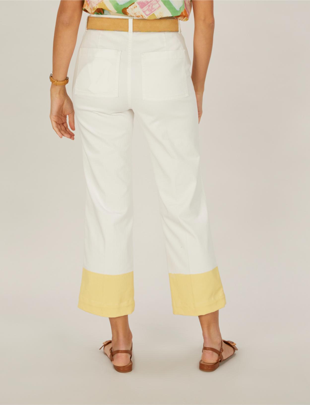 Wide Cotton Pants In White - Blanc