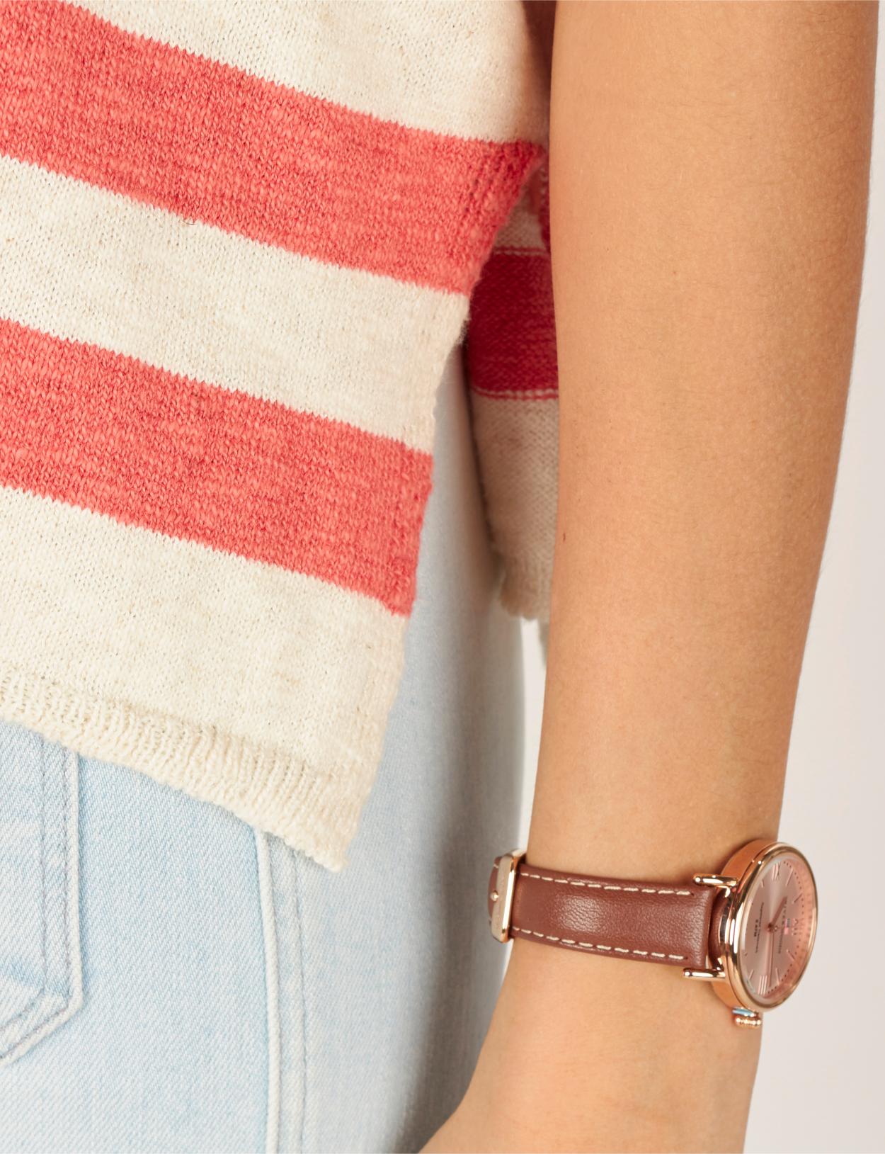 Oversized Striped Pullover In Pink - Rose