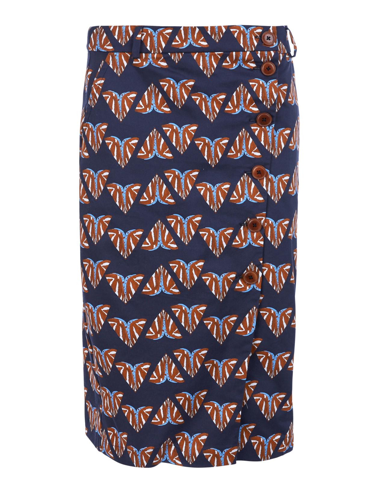 Cotton Pencil Skirt In Blue