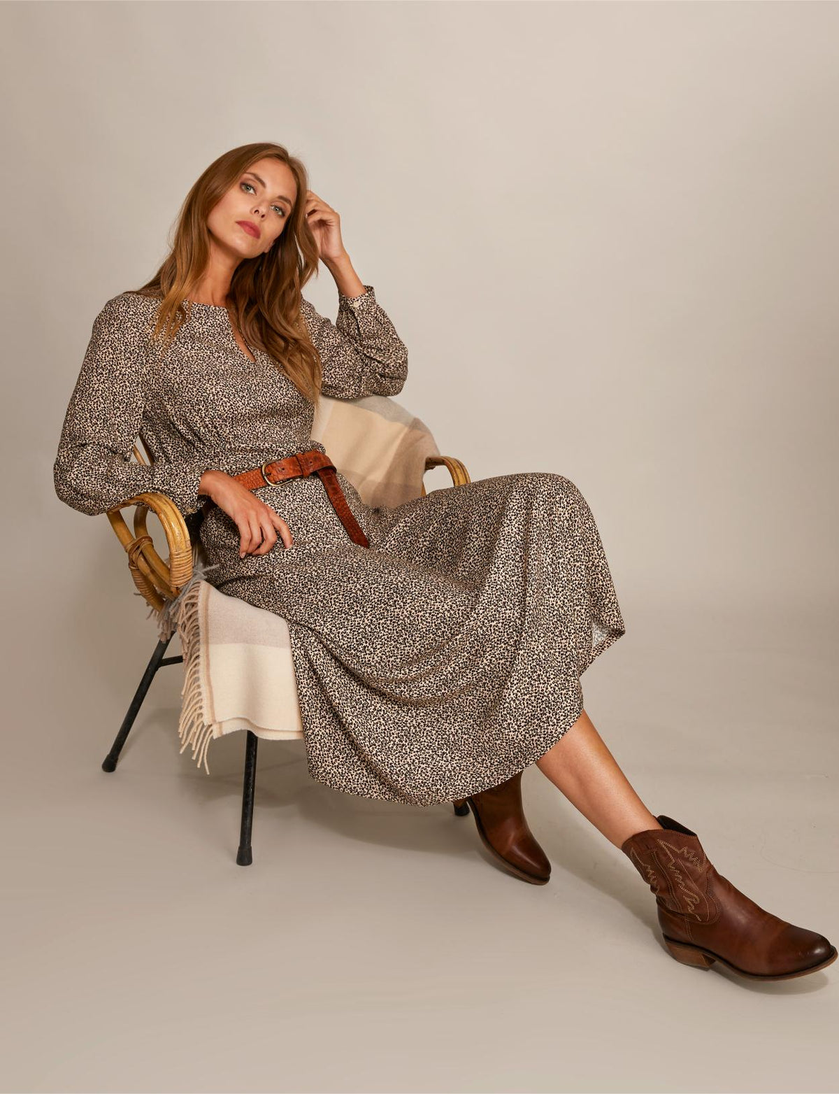 A-Line Viscose Dress In Multi - Multi