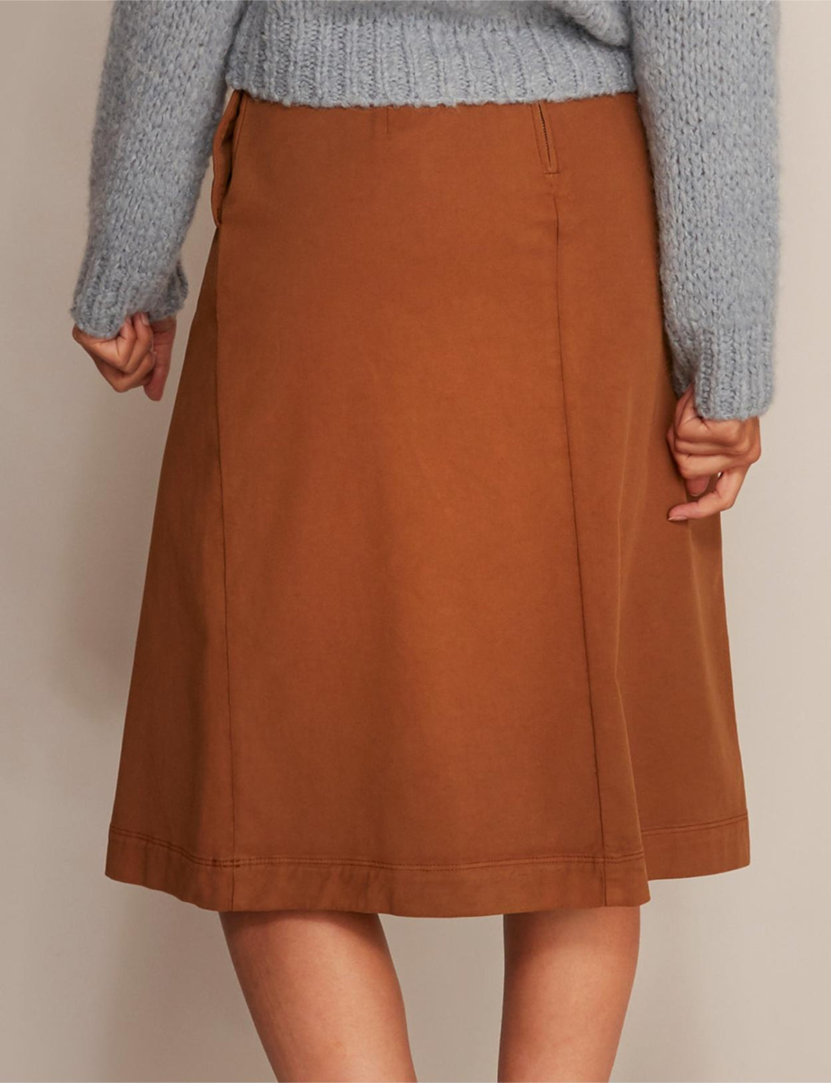 High Waist Midi Skirt In Brown - Marron