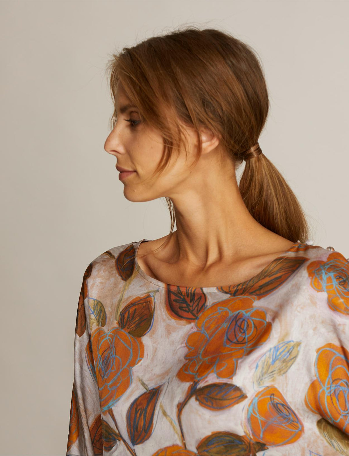 Boat Neck Viscose Shirt In Brown - Marron