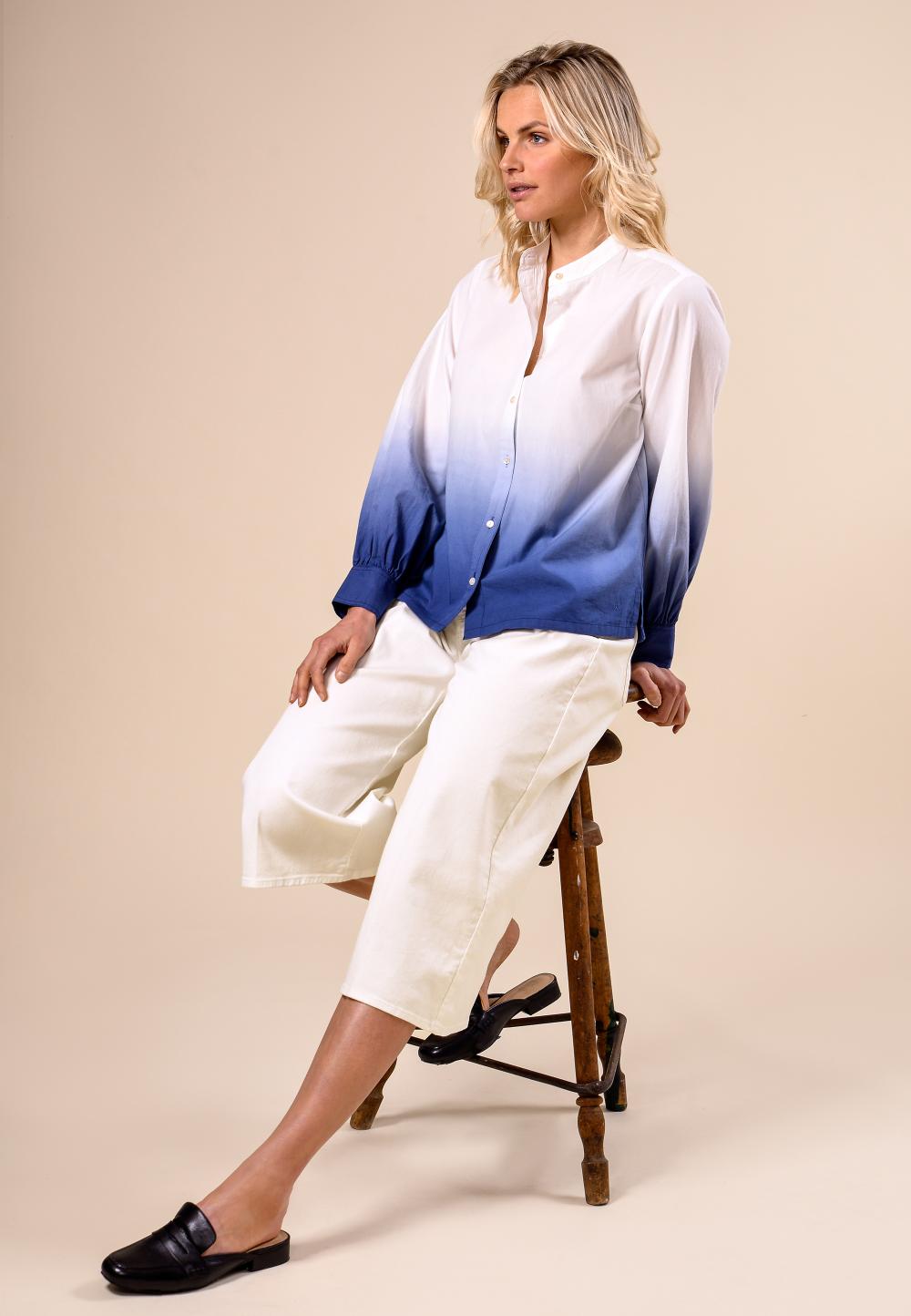 Wide off white cotton pants in White