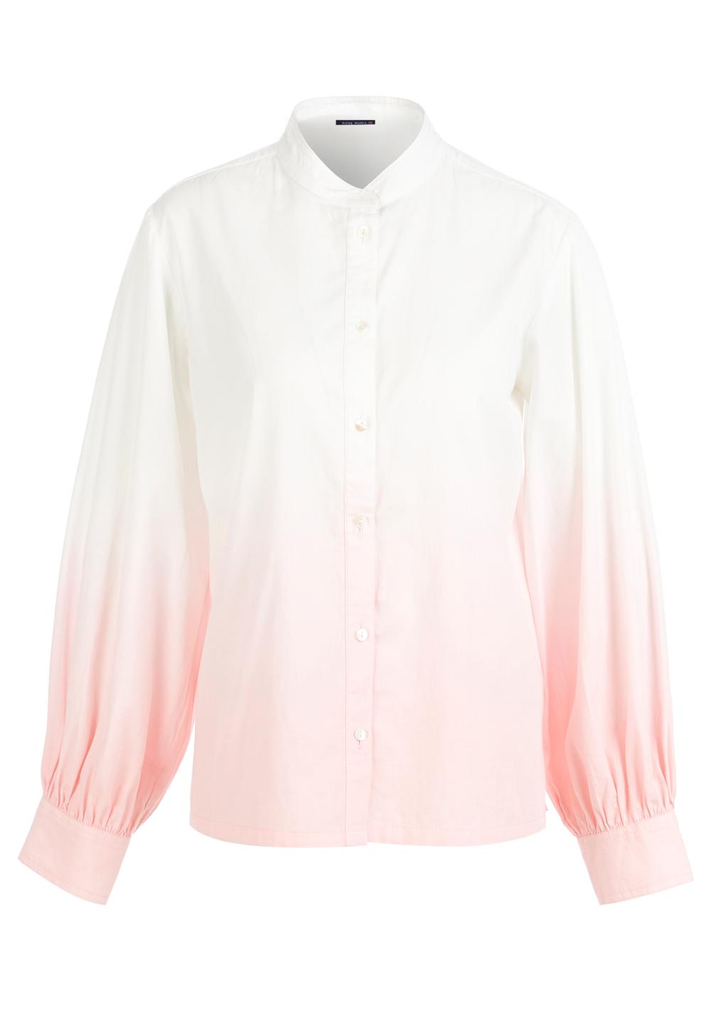 Dip-Dye Balloon Sleeve Shirt In White - Blanc