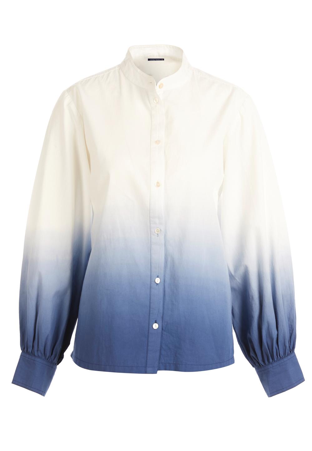 Chemise à manches bouffantes tie-dye - Blanche