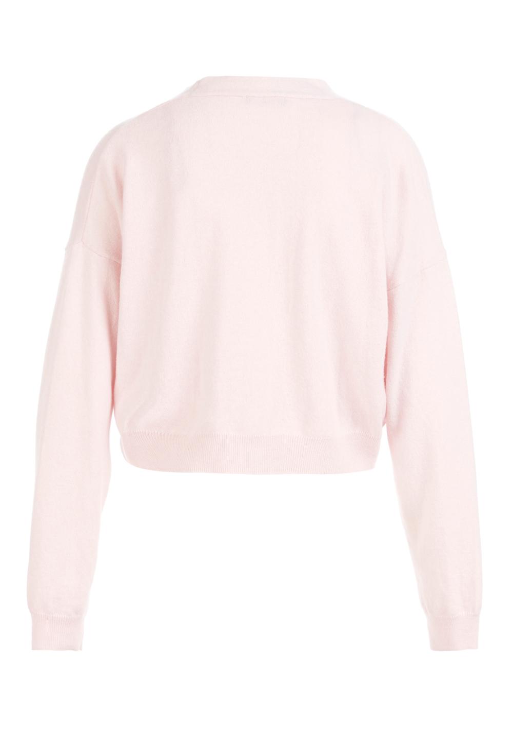 Basic V-Neck Cardigan In Pink - Rose