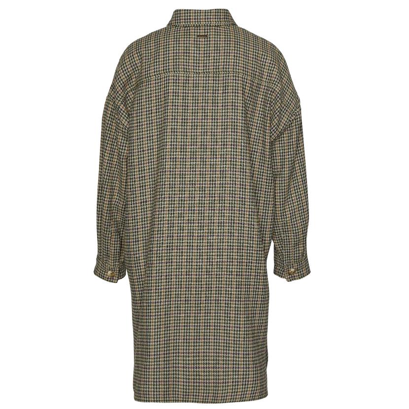 Pied De Poule Shirt Coat In Green - Vert