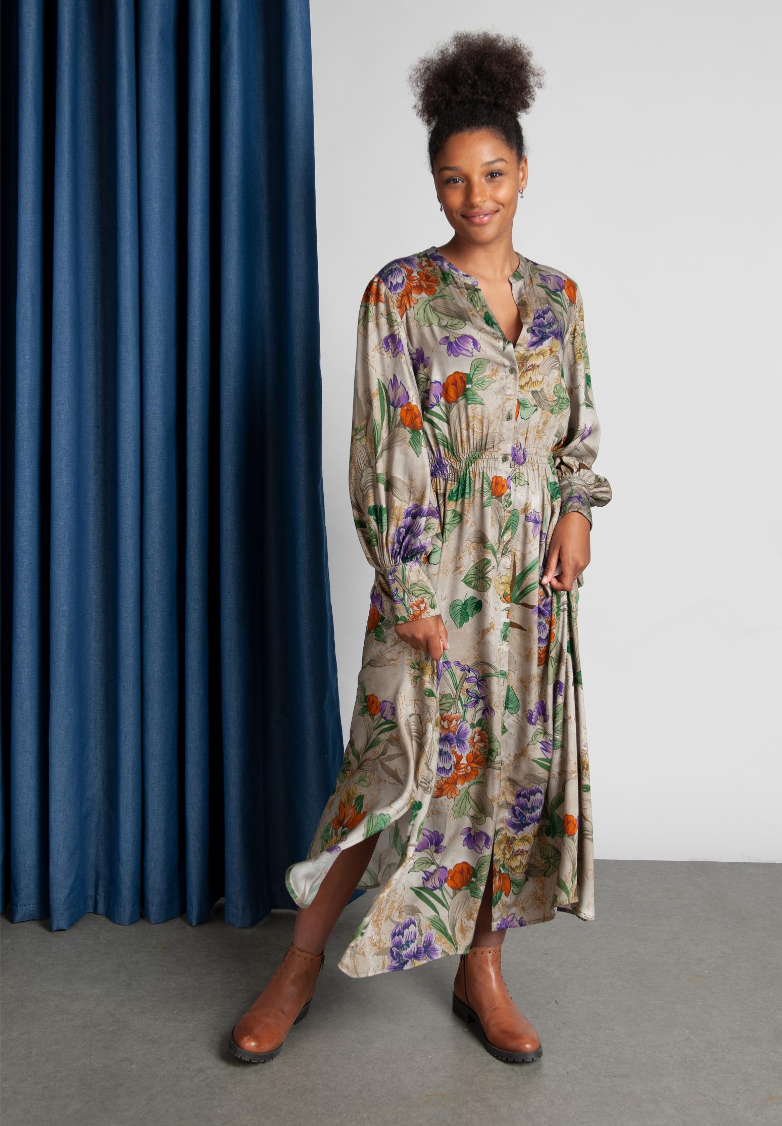 Dress With Balloon Sleeves In Multi - Multi