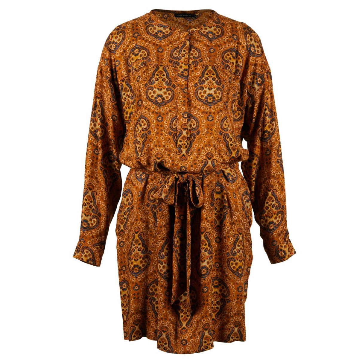 Long Sleeve Viscose Dress In Brown - Marron