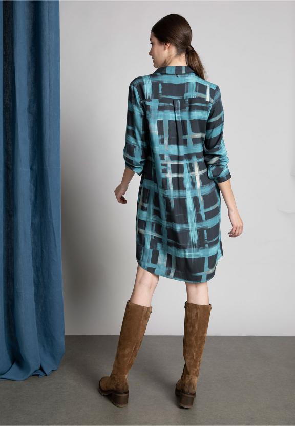 Viscose Slipover Dress In Blue - Bleu