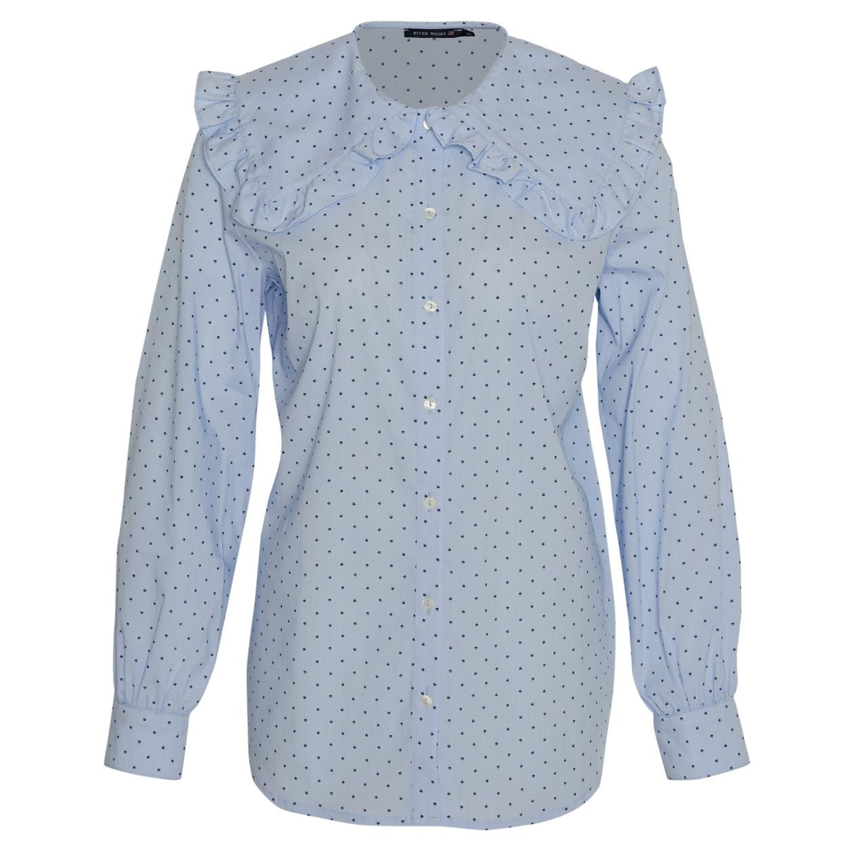 Shirt With Large Collar In Blue - Bleu