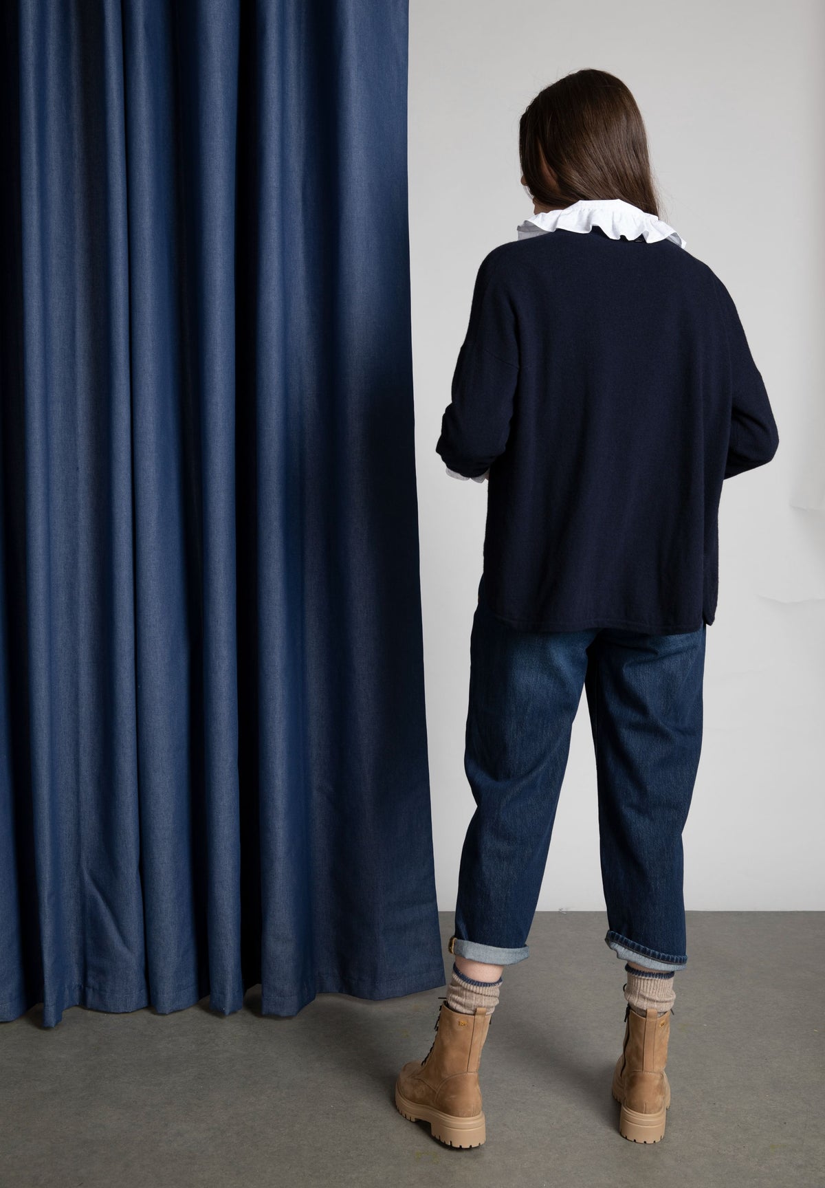 Femme Cardigan À Col En V Ample En Bleu - W