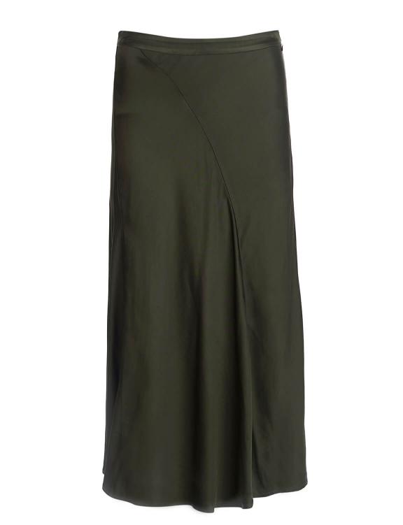 Satin Midi Skirt In Green - Vert