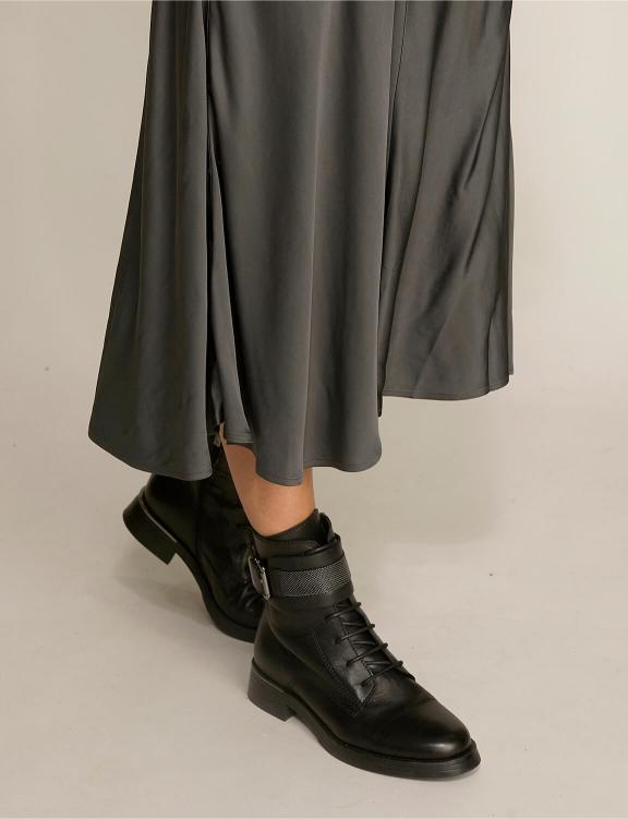 Satin Midi Skirt In Grey - Gris