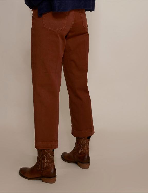 Wide Cotton Cropped Pants In Brown - Marron