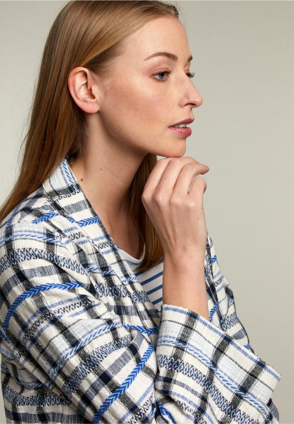 Multicolor Checked Kimono - Bleu