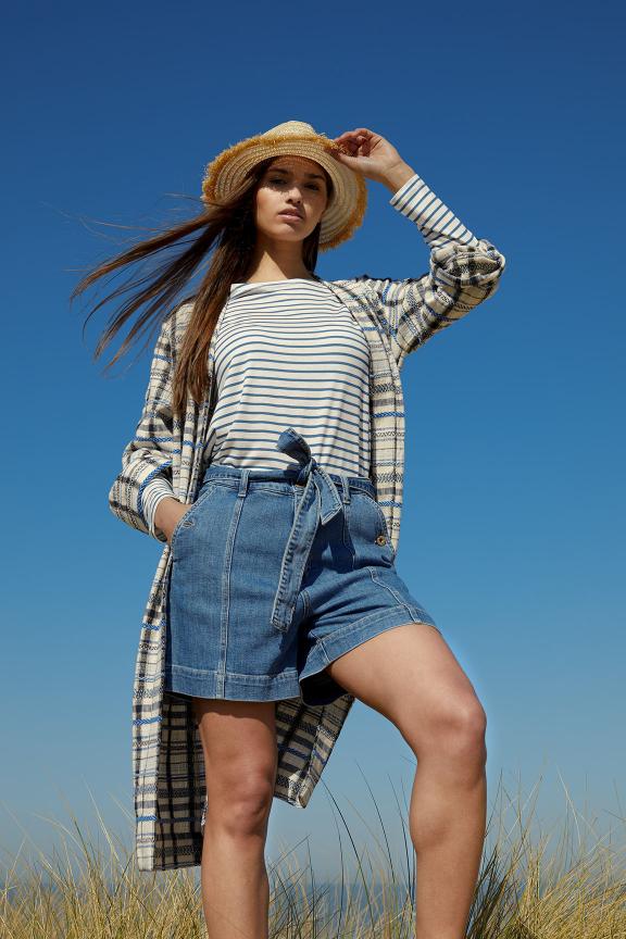 Multicolor Checked Kimono - Bleu