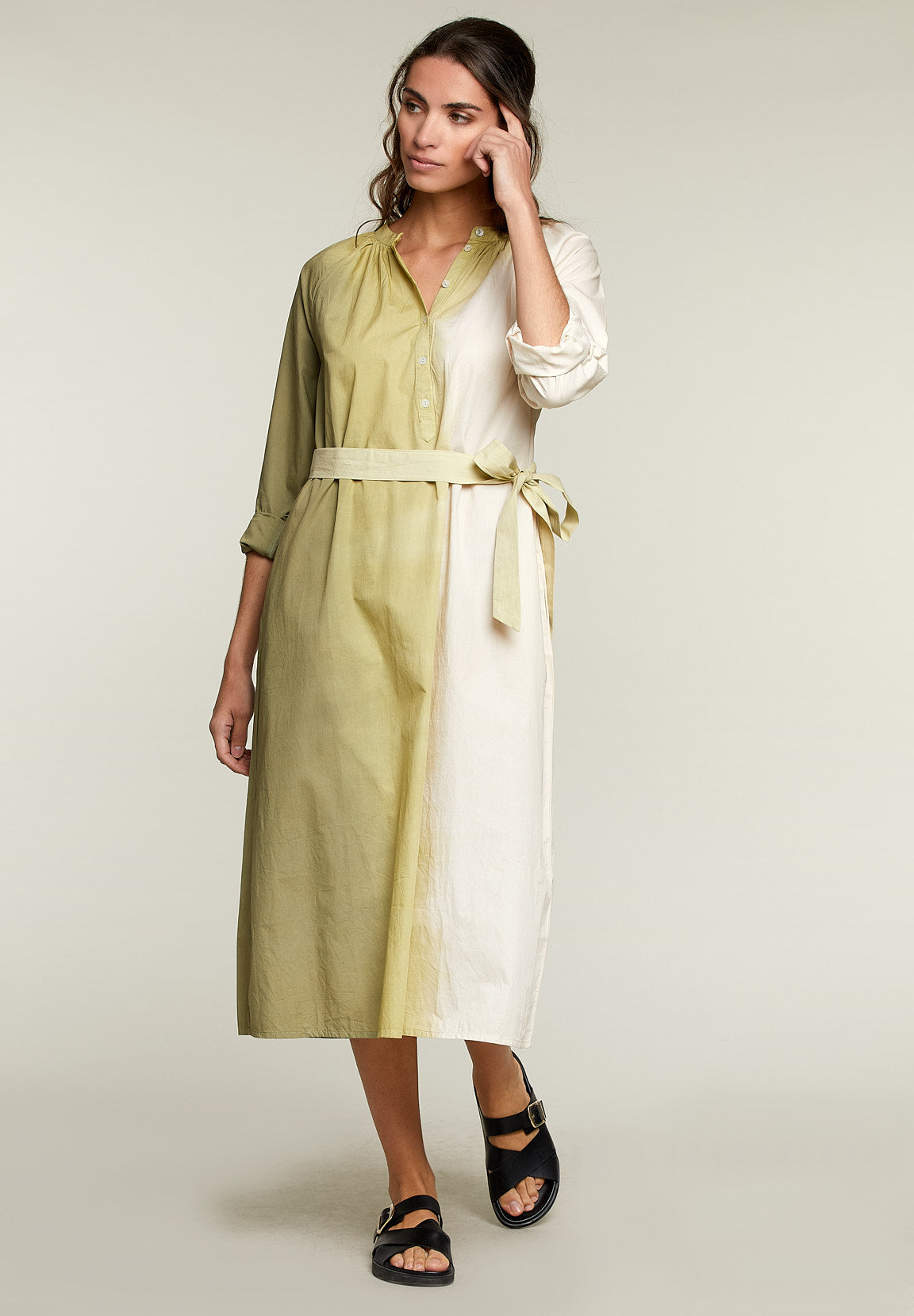 Long Green Tie &amp; Dye Dress - Green - W