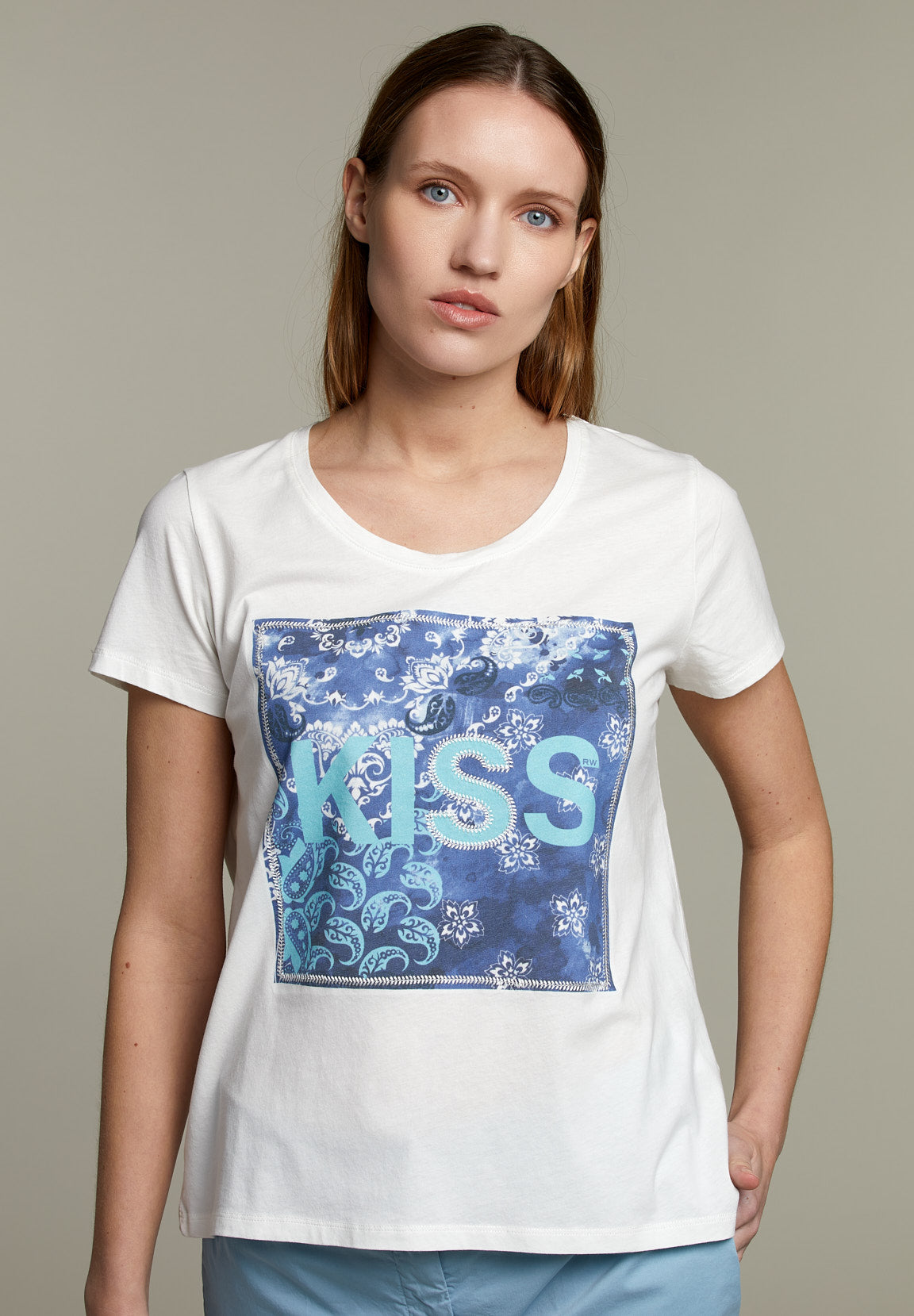 Off White Round Neck T-Shirt - White