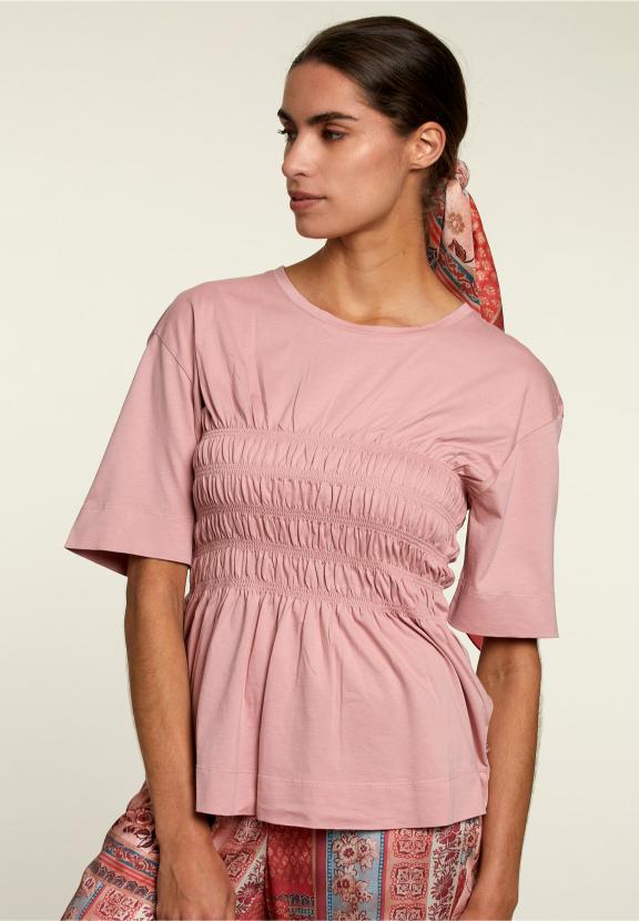 Pink Smock Cotton T-Shirt - Rose
