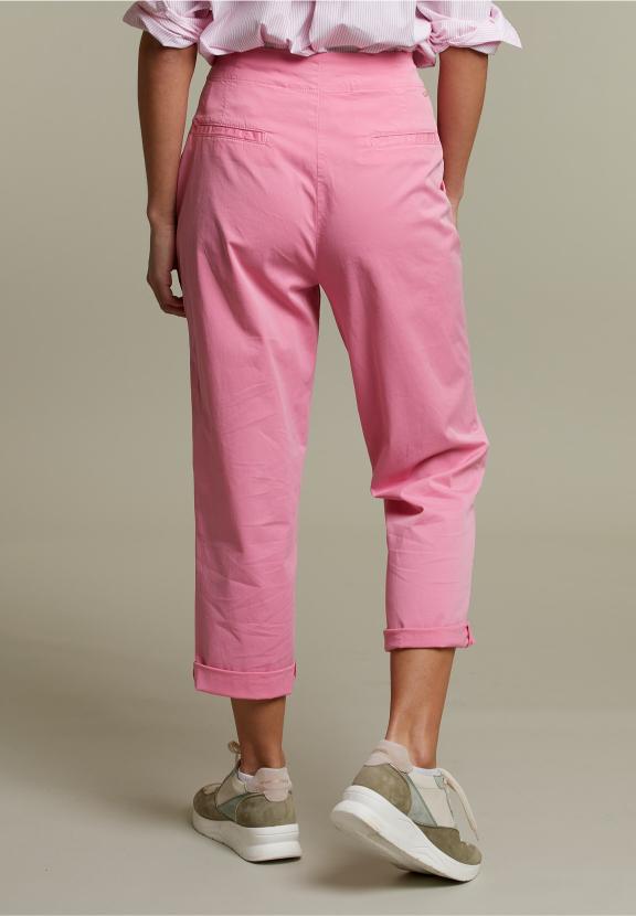 Pink Cropped Cotton Pants - Rose