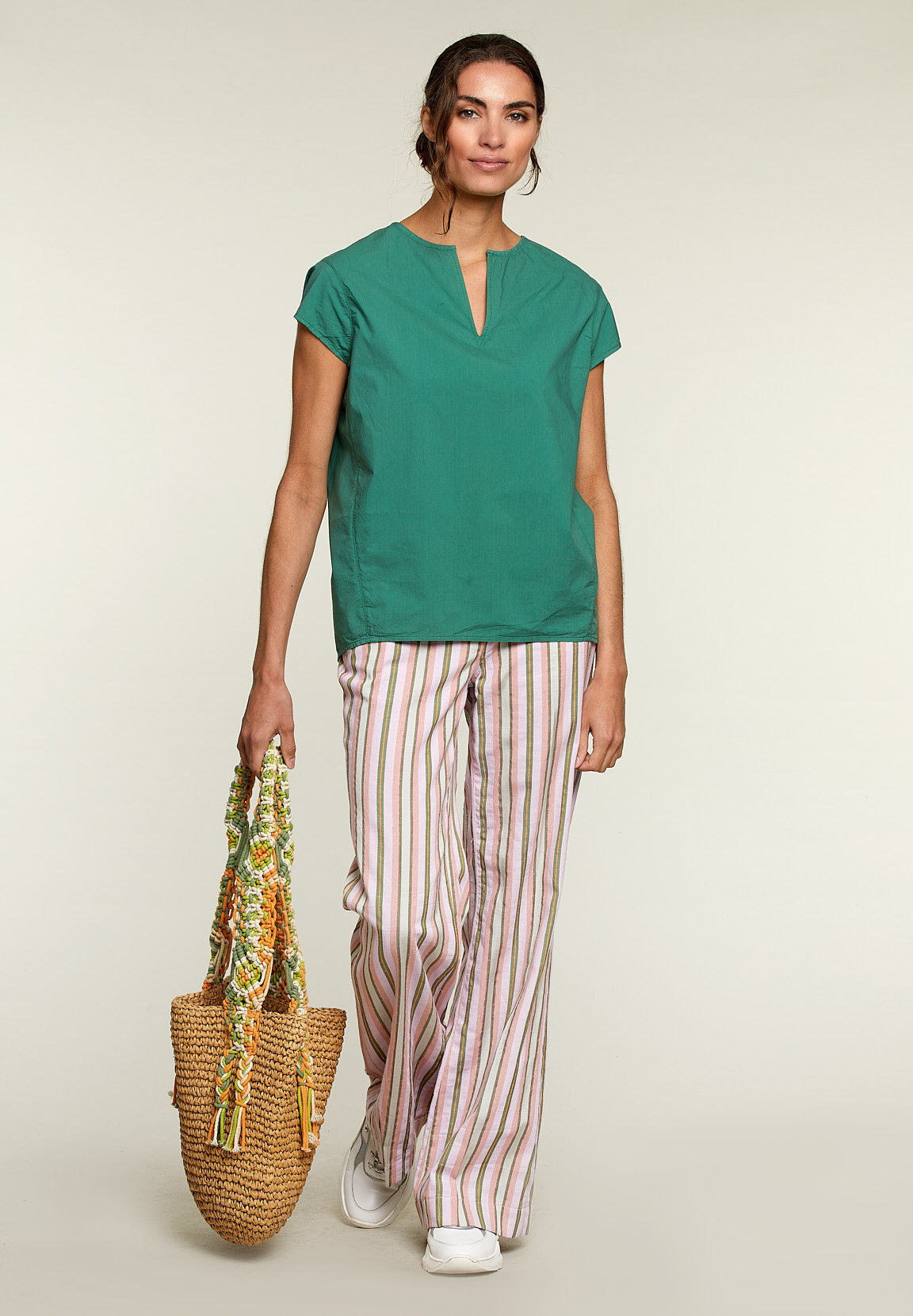 Green Loose Cap Sleeves Shirt - Green