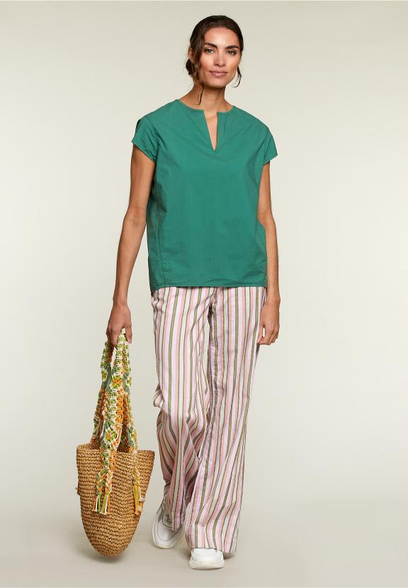 Green Loose Cap Sleeves Shirt - Vert