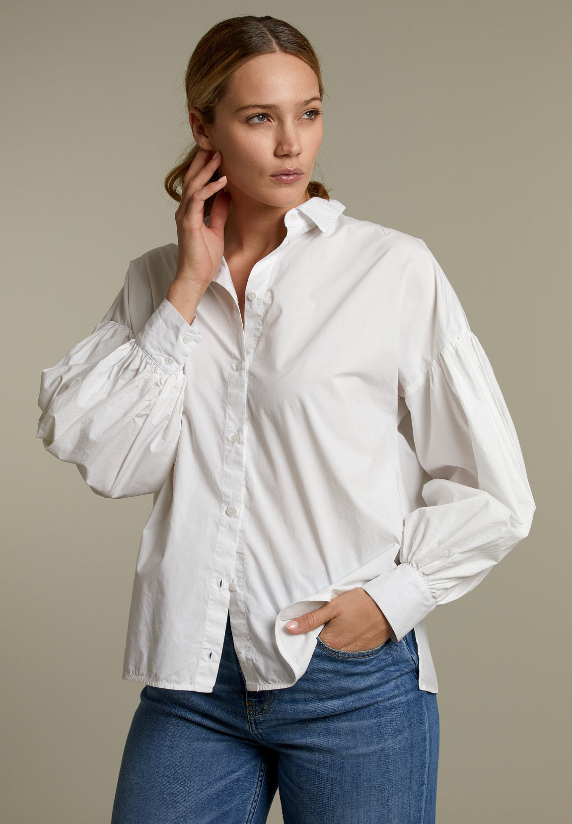 Off White Balloon Sleeves Shirt - White - W