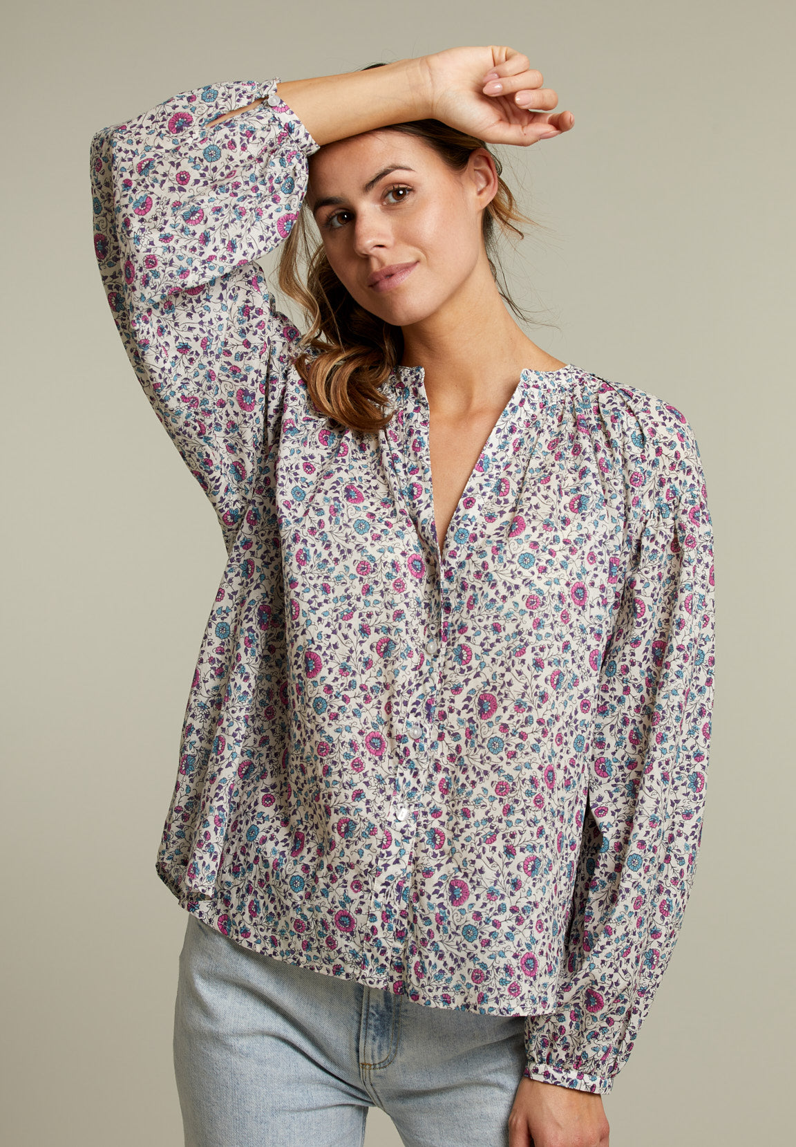 Colorful Loose Long Sleeves Shirt - Multi