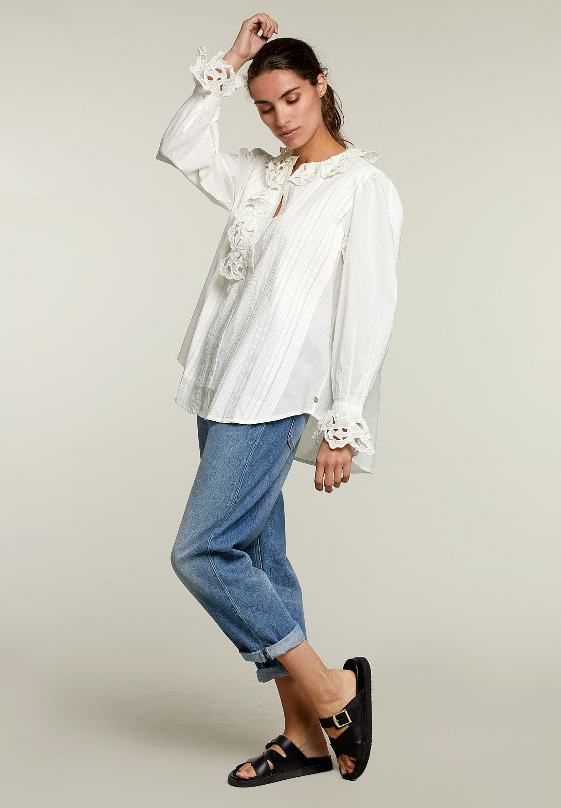 Off White Lace Shirt - White - W