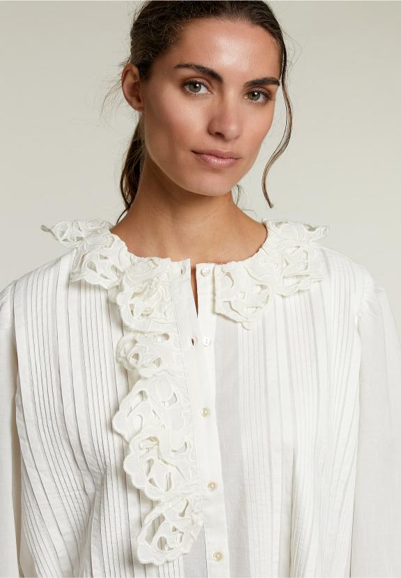 Off White Lace Shirt - Blanc