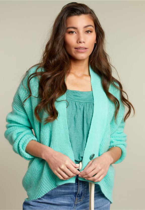Green V-Neck Cardigan - Vert