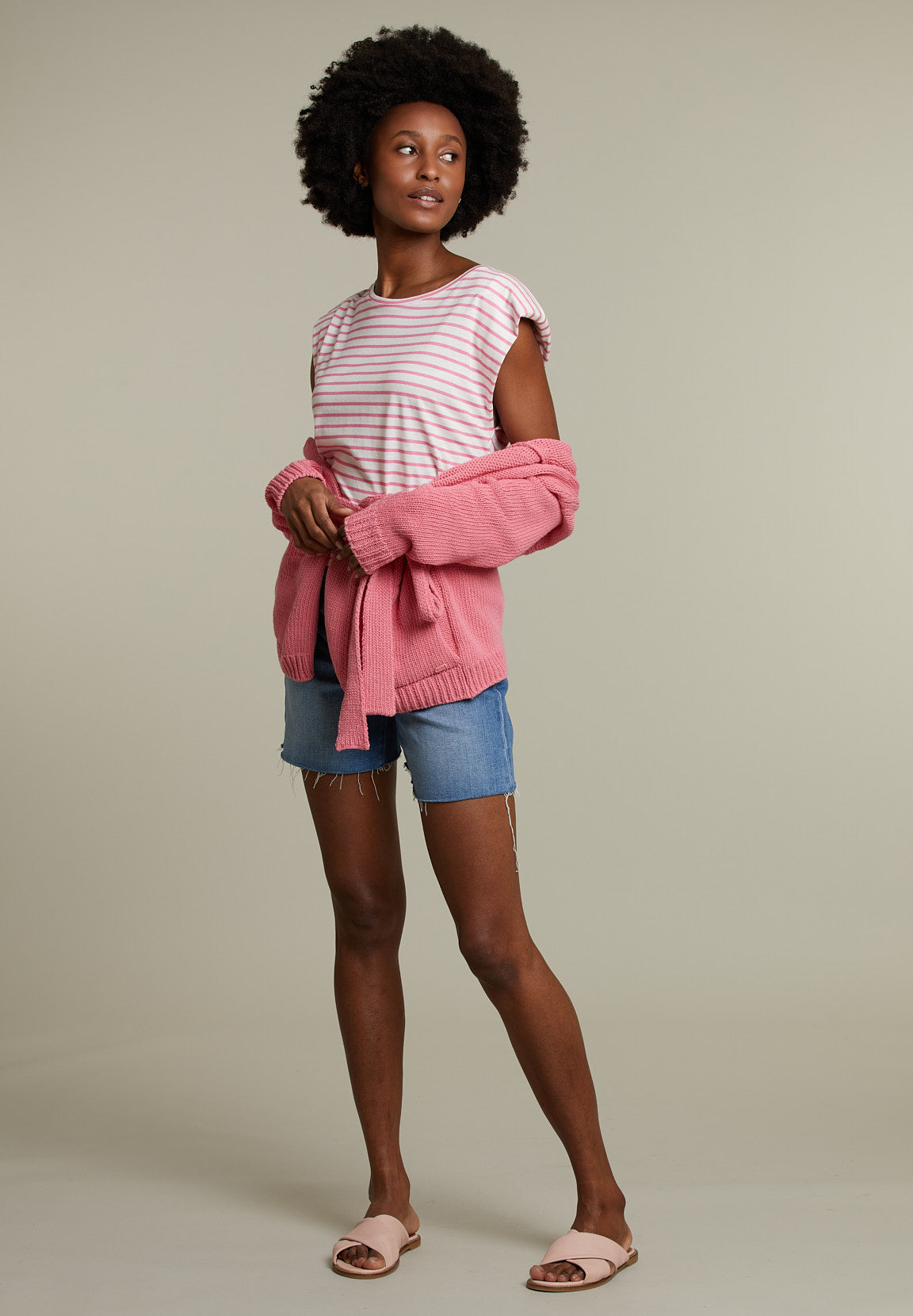 Pink Cotton Cardigan - Pink - W