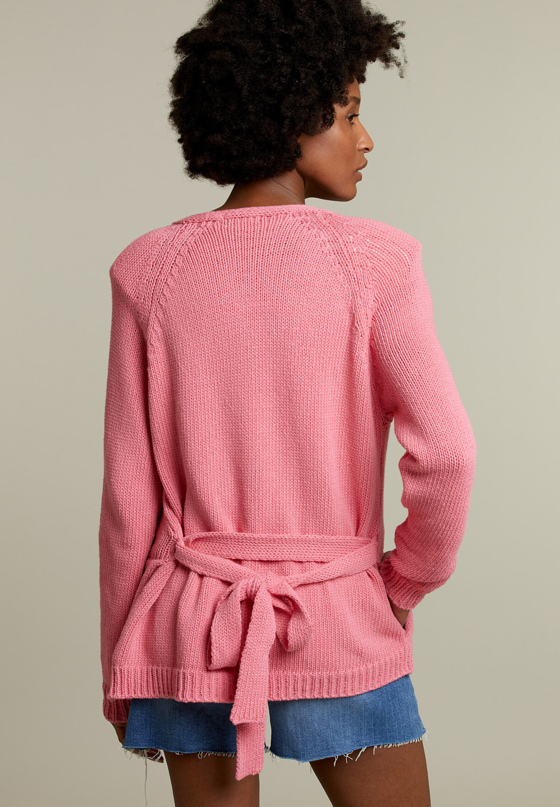 Pink Cotton Cardigan - Pink - W