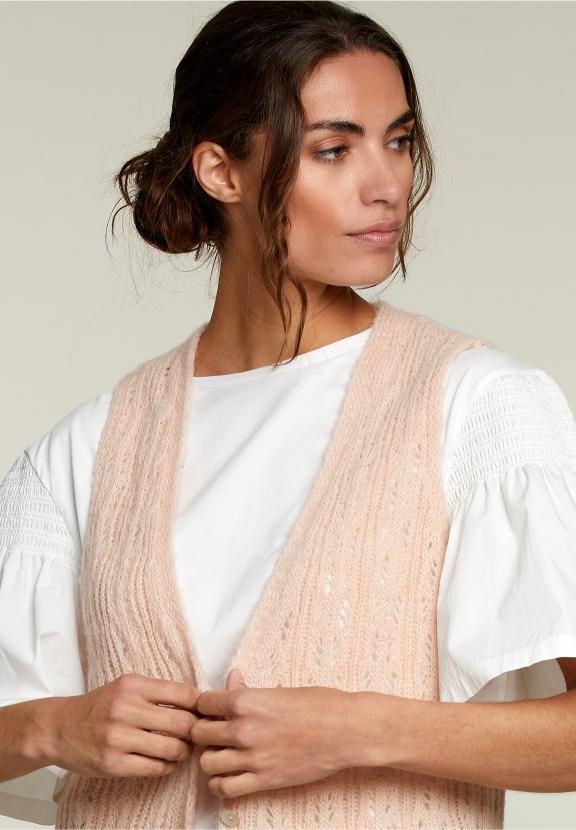 Pink Long Ajour Spencer - Rose