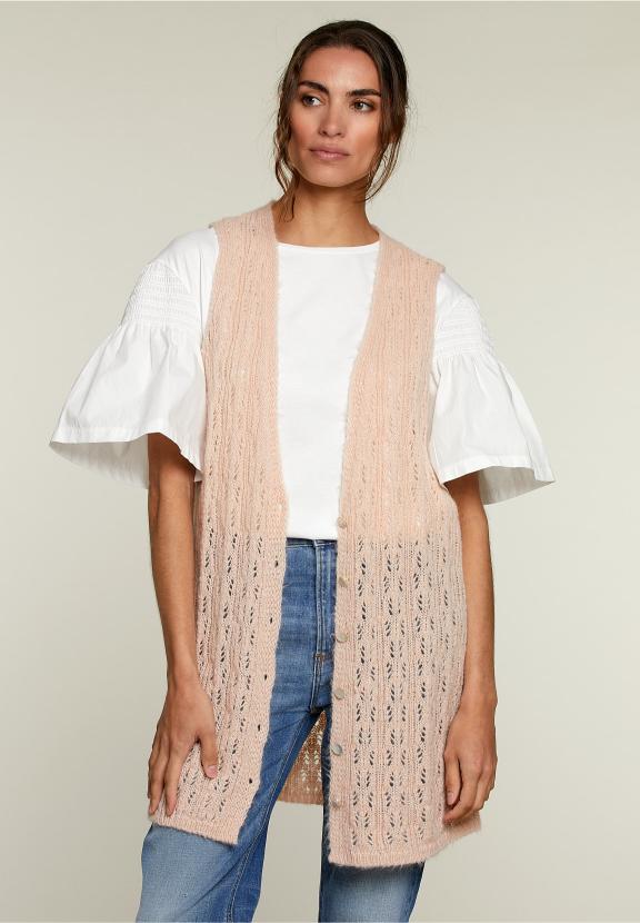 Pink Long Ajour Spencer - Rose