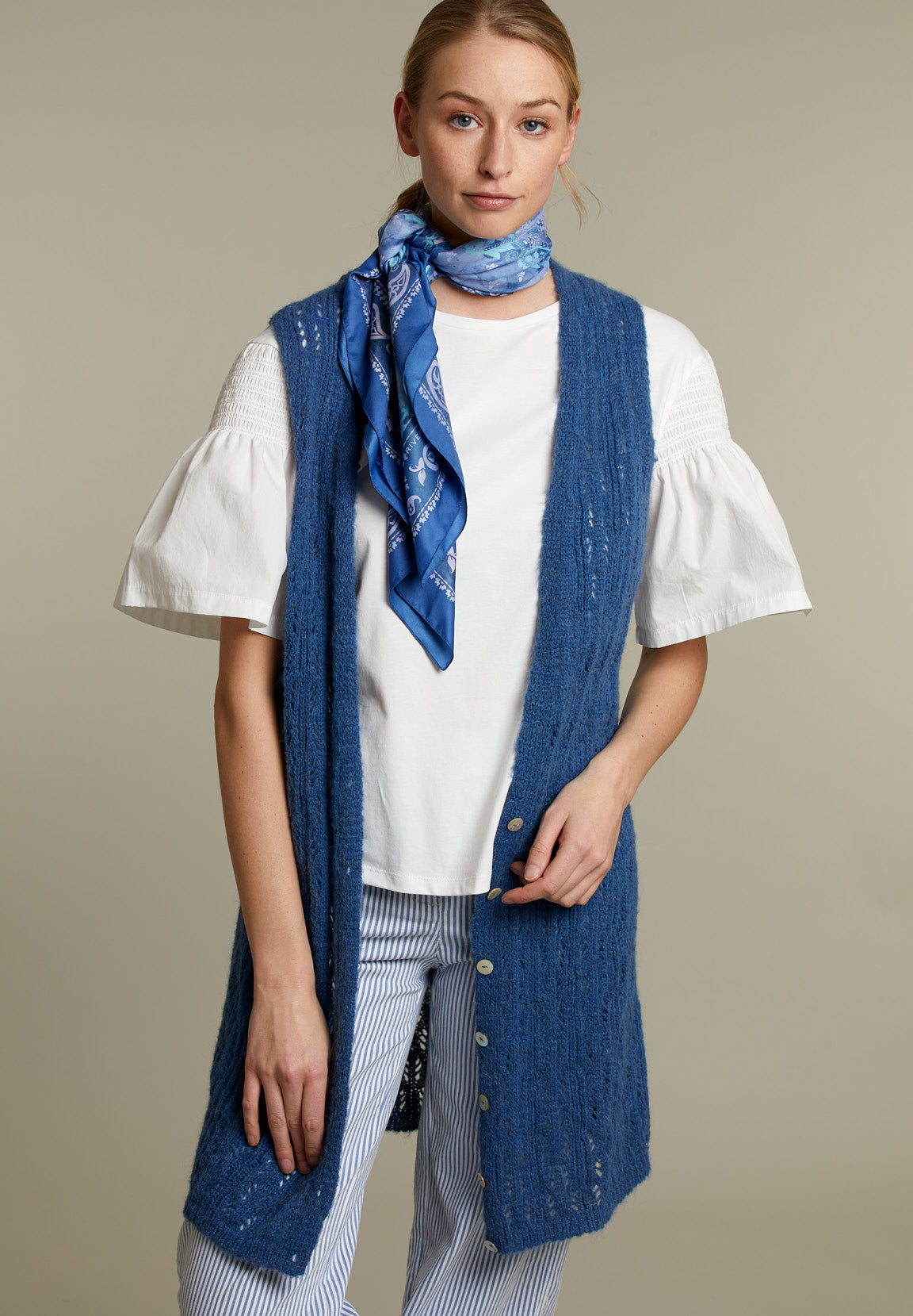 Blue Long Ajour Spencer - Blue - W