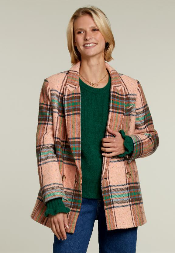 Multi Checked Blazer 4 Buttons - Multi