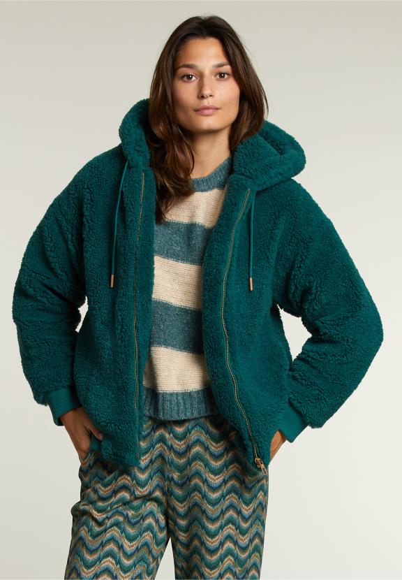 Green Oversized Hooded Bomber Jacket - Vert