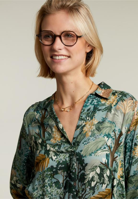 Multi Fantasy Dress With Buttons - Vert