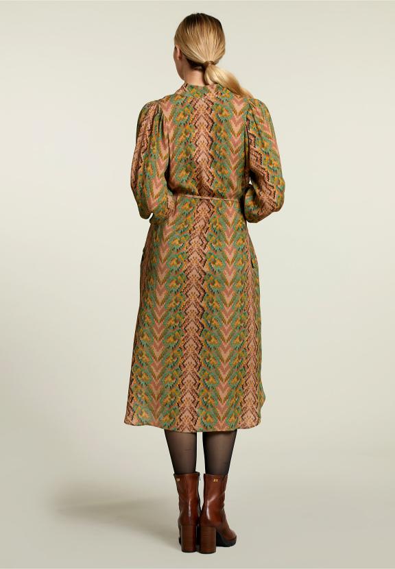 Robe Multi-Fantaisie à Col en V - Marron - W